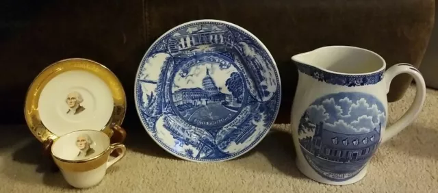 Old English Staffordshire Ware George Washington Birthplace Pitcher Plus more