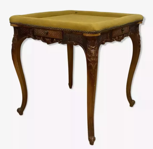 Superbe table a jeux style louis XV en noyer sculpté circa 1880