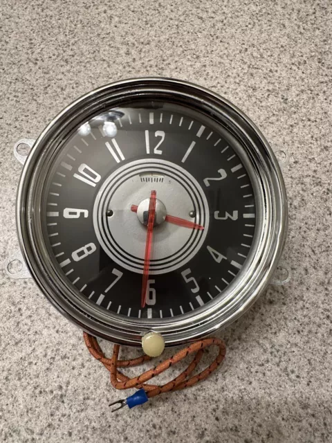 1942 46 Chevrolet Original Dash Clock, Rechromed Bezel, Looks Great