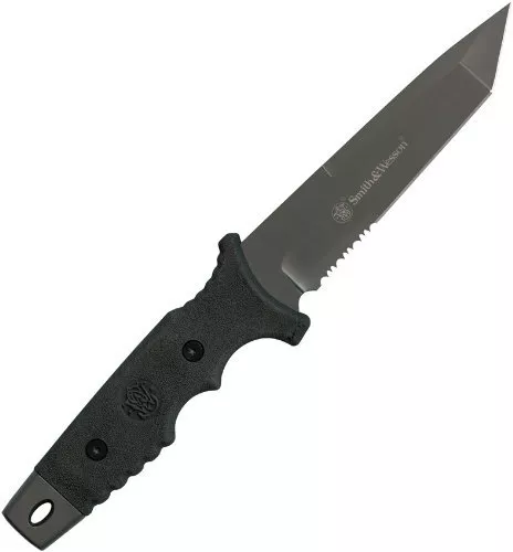 Smith & Wesson S&W Black Tactical Full Tang Fixed Tanto Knife with Sheath SW7S
