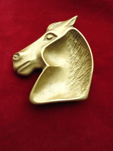 Antique Empty Bronze Horsehead Shape Pocket Table Ashtray Art Deco