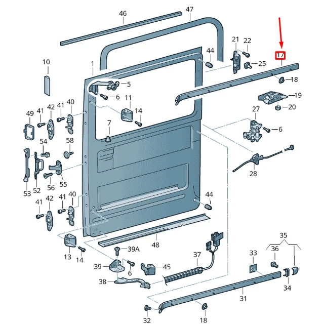 VW CRAFTER 2F MK1 Right Sliding Door Upper Guide Rail 2E1843876 NEW