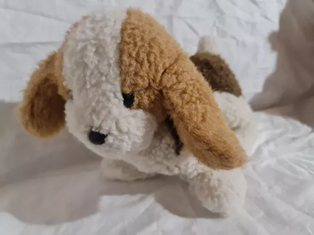 Rare Doudou Peluche Vintage Chien Blanc Et Marron Très Bon Etat