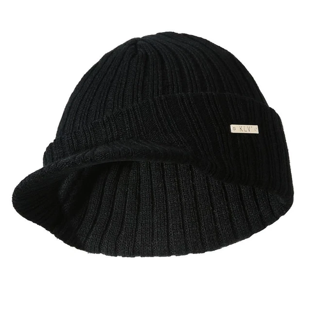 Men's Visor Brim Beanie Knit Baseball Cap Skull Hats