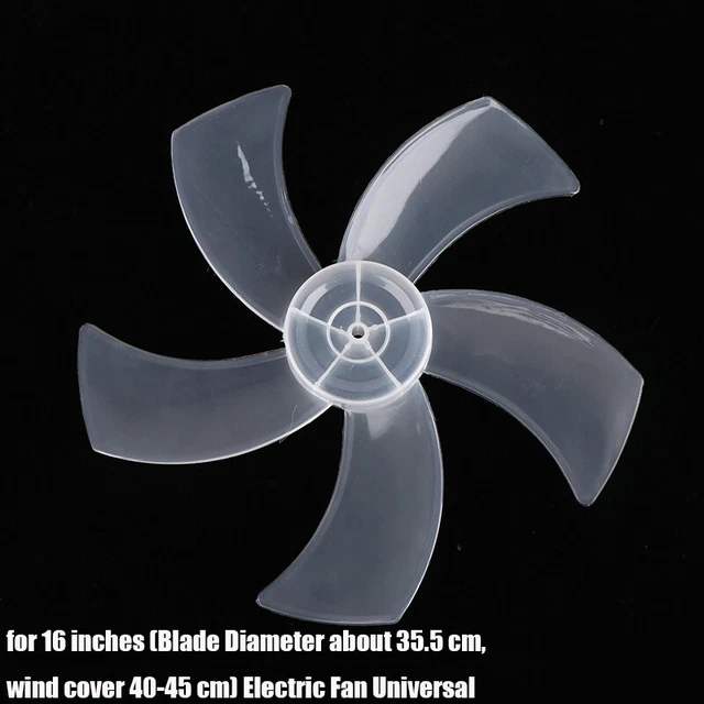 1Pc Large Wind Fan Blade 16 Inch Plastic Fan Blade Five Leaves With Nut Cover