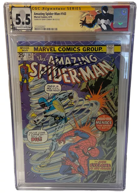 Amazing Spider-Man 143 CGC SS 5.5 FN- GERRY CONWAY SIG ⭐️ 1ST CYCLONE 🔑LABEL ⭐️