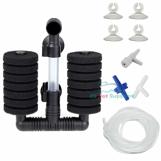 AQUARIUM DOUBLE SPONGE Filter Fish Tank 10 Gal with Accessories 6.99