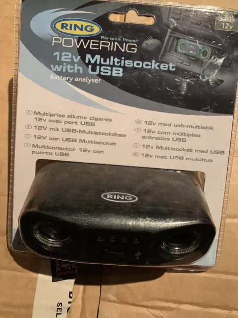 Car Cig Lighter Multisocket 12 Volt With USB Ring RMS7