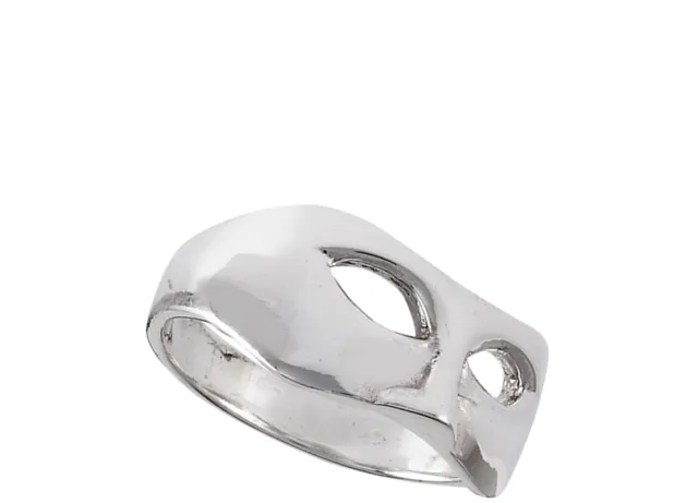 Opera Mask Bandit Phantom Eye Cutout Ring .925 Sterling Silver Band Sizes 7-10 2