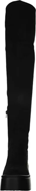 Nine West Hojo2 Black Stretch Suede Wedge Platform Over Knee Fashion Fitted Boot 2