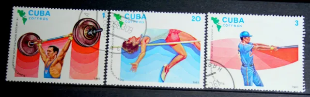 MAGNIFIQUE Lot série de 3 timbres stamp**sport jeux panaméricains Cu-b 1983 TBE