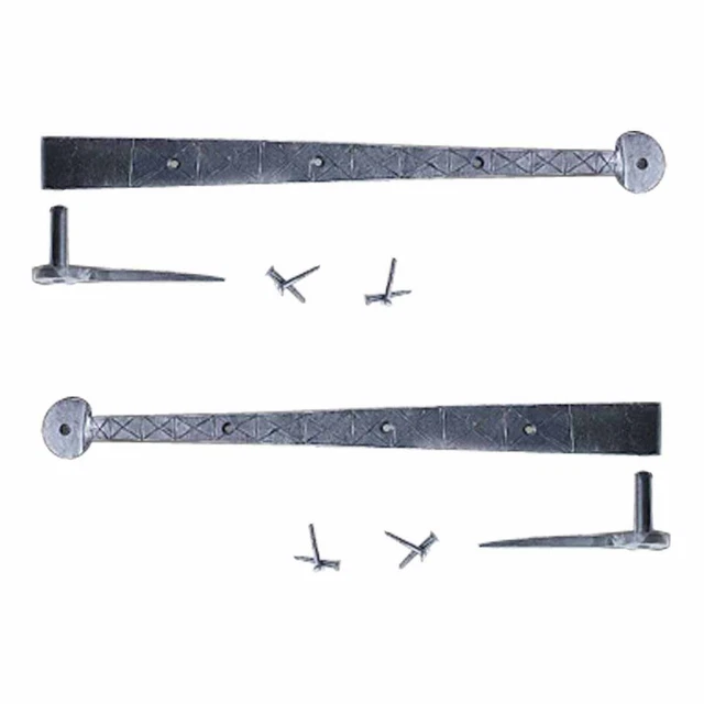 Bean Diamond Etch Pintle Door Strap Hinge Iron 14" Pack of 2
