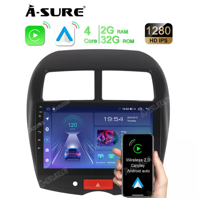 10" für Mitsubishi ASX 2010-2019 GPS Autoradio Bluetooth Kabellos CarPlay 2+32G