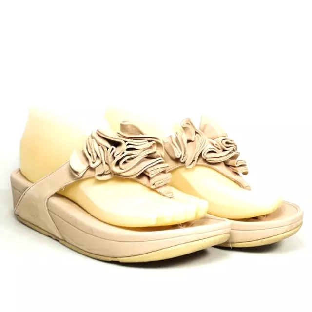 Fitflop Frau Women's Beige Floral Comfort Platform Wedge Slide Sandals Size 6