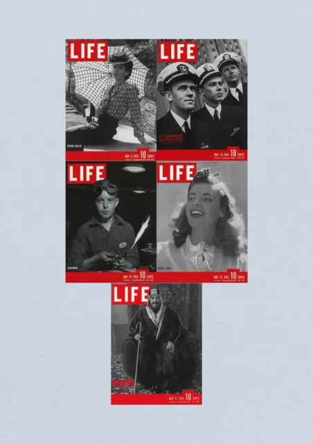 Life Magazine Lot of 5 Full Month of May 1943 3, 10, 17, 24, 31 WWII ERA