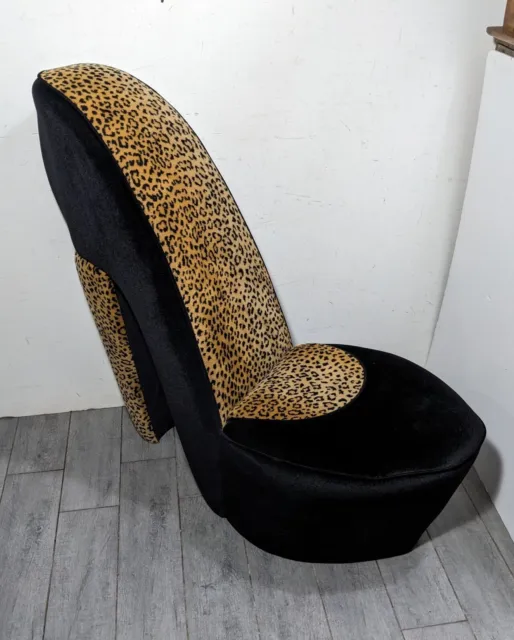 Leopard Cheetah Animal Print High Heel Shoe Stiletto Chair - Salon Vanity