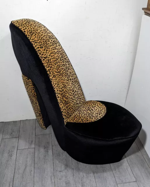 Leopard Cheetah Animal Print High Heel Shoe Stiletto Chair - Salon Vanity Leopard Cheetah Animal Print High Heel Shoe Stiletto Chair - Salon Vanity