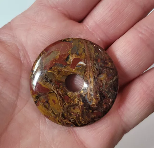 Pietersite Polished Gemstone Donut Bead Focal Pendant Crystal Jewelry Supply