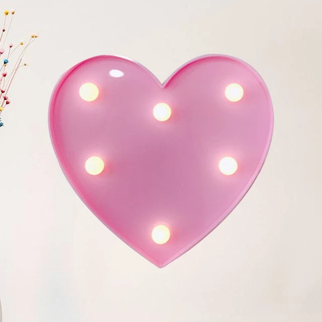 LIGHT UP HEARTS Marquee Pink Shaped Kids Night Decorative Lamp £8.49