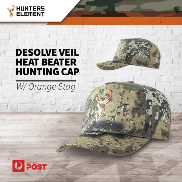 Hunters Element Men's Hunting Cap Heat Beater Veil Camo Orange Stag
