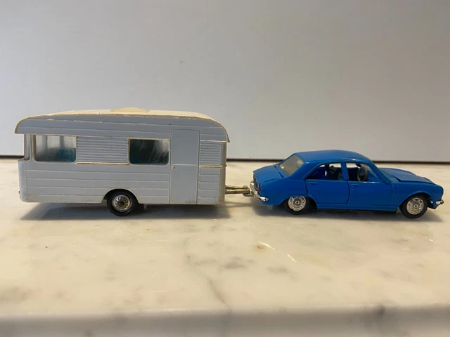 NOREV N°93 - Peugeot 404 Avec Caravane Digue - Bleu Ciel - En Boîte