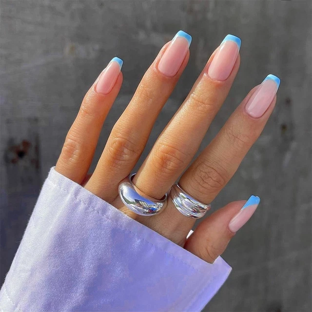 de mode Artificiel Faux ongles Faux ongles français Pointe des ongles Portable