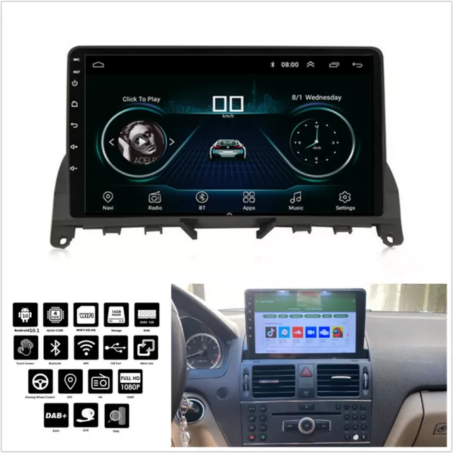 9" For 2007-10 Mercedes-Benz C Class W204 S204 1+16G Stereo Radio GPS Navigation