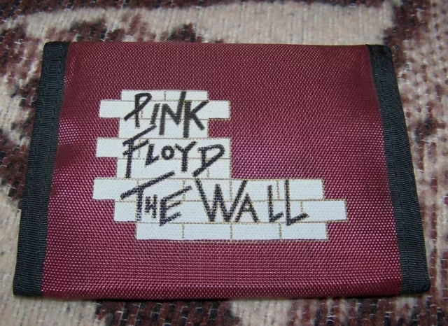 NEW Vintage Original 80s PINK FLOYD THE WALL Nylon Bi-Fold Hook Loop Wallet Red