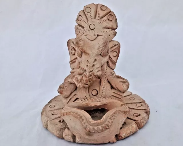 Old Vintage Hand Carved River Clay Lord Ganesha With Oil Lamp Figure/Statue  F13