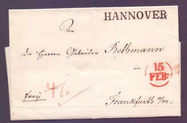 Prephilic letter folding letter 1816 with stamp HANNOVER to Frankfurt a.m. (783)