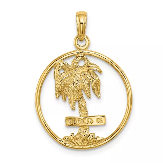 14K Yellow Gold MARCO IS. Palm Tree Round Charm