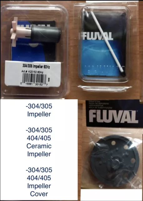 Fluval 3Pc New 304/305 Impeller A20152 Ceramic Shaft A20066 & Motor Cover A20156