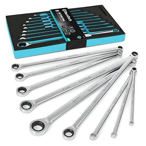 Extra Long Ratcheting Wrench Set, Combination Wrench Set, Metric, 9-Piece, 8,...