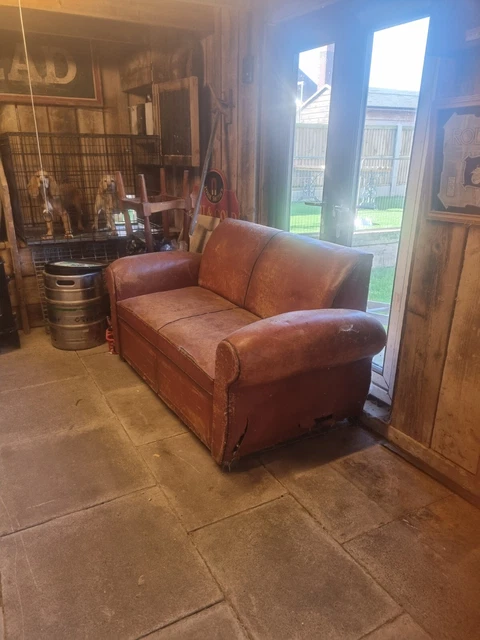 French Leather Vintage Sofa