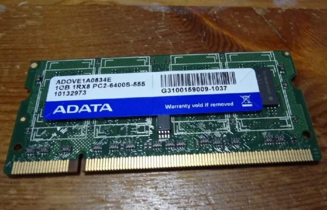 1GB PC2-6400 Laptop Memory SODIMM DDR2-800MHz ADATA ADOVE1A0834  200 Pin .