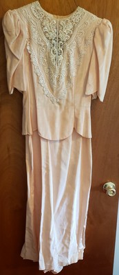 Scott McClintock Vintage 80's Peach Dress Open Back Lace Sequin Wedding/Prom