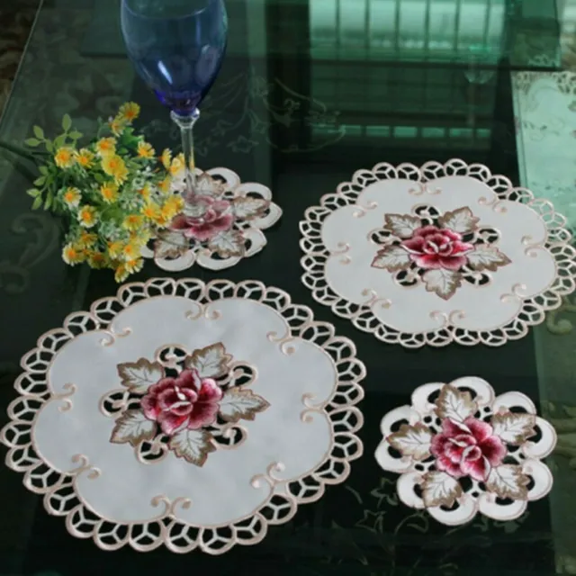 7.8 Home Glass Beaded Coasters Napkin Non Slip Rings Round Placemats, Set Of 4