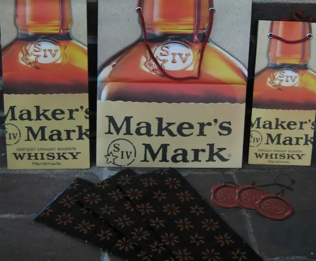 MAKERS MARK SEALS Gift Bags Tissue Paper Kentucky Bourbon Whiskey IV