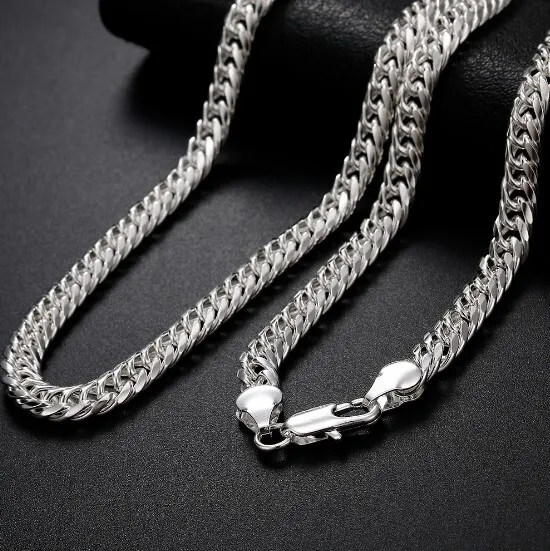 925 Sterling Silver Curb Chain Necklace in Various Lengths Mens Womens Gift 6mm