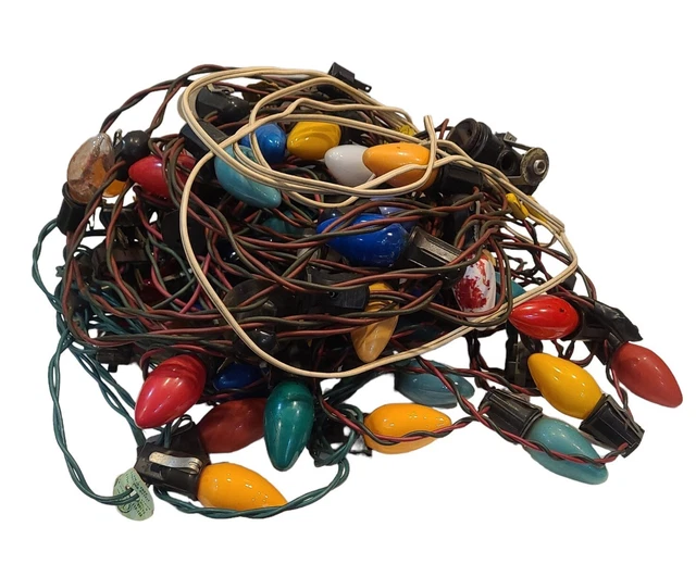 LOT X 6 Vintage Christmas Tree Strung Light Sets Working Strands Most