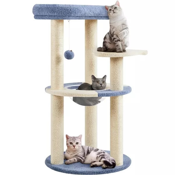 Árbol Rascador para Gatos Torre con Soporte en Forma de Pez Sisal Tazón de Gato