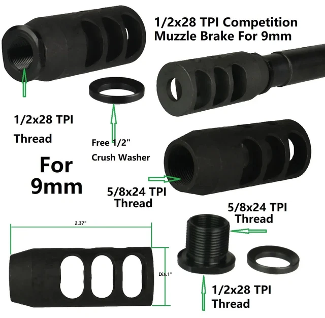 9/16''x24 Muzzle Brake for .40Cal