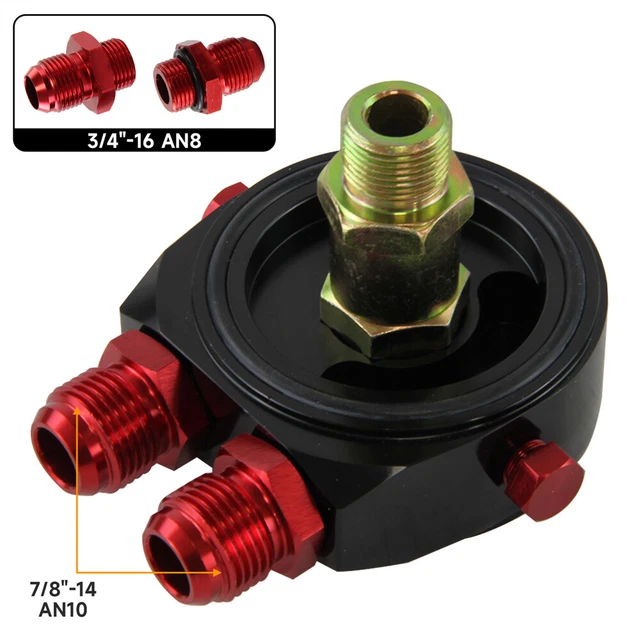 Universal AN10 M20 x1.5 Oil Filter Cooler Sandwich Plate Adapter + AN8 Fittings