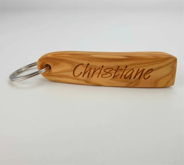 Schlüsselanhänger "Stiel" aus Olivenholz mit individueller Gravur Name Geschenk