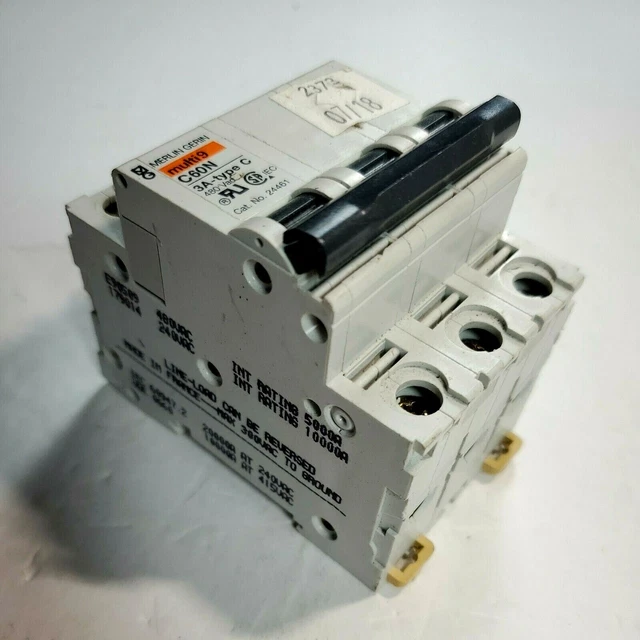 Merlin Gerin Multi9 C60N 3A-Type C  480 Vac Circuit Breaker 24461  3 Pole