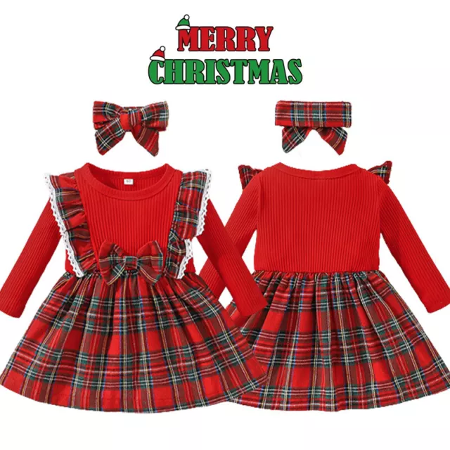Mini abito fascia per bambine costume di Natale a quadretti a quadretti a quadretti 3