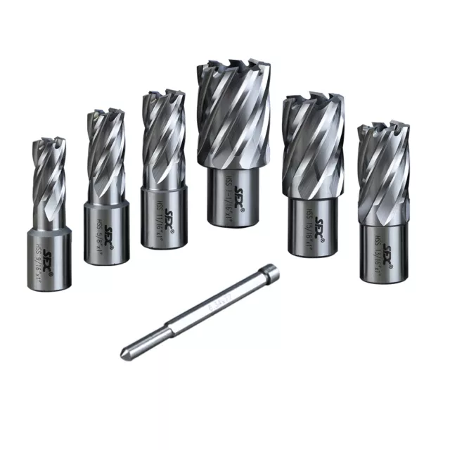 1" 7pcs HSS Annular Cutter Set 3/4" Shank Magnetic Drill W/PIN 9/16" to 1-1/16"