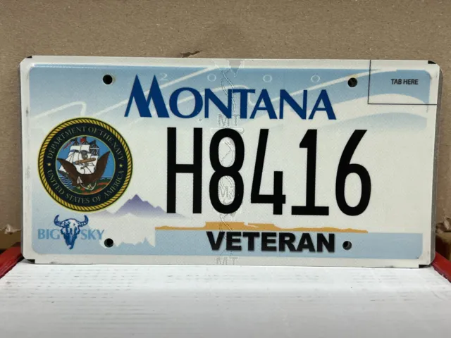 2000 Reissue Department Of The Navy Veteran Montana License Plate