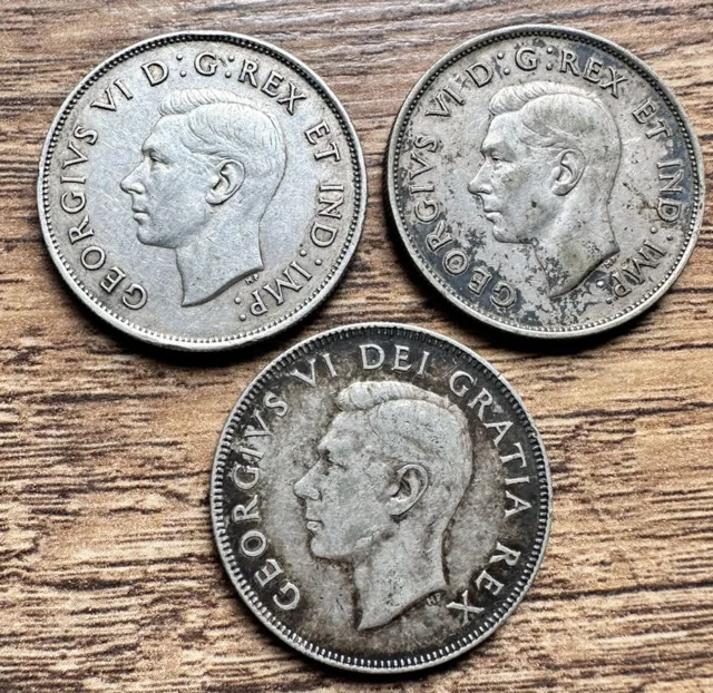 Canada 3 Silver Half Dollars