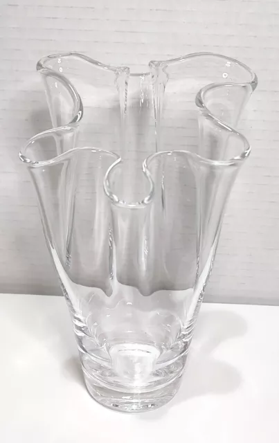 Art Glass Handkerchief Ruffle Vase Hand Blown Clear